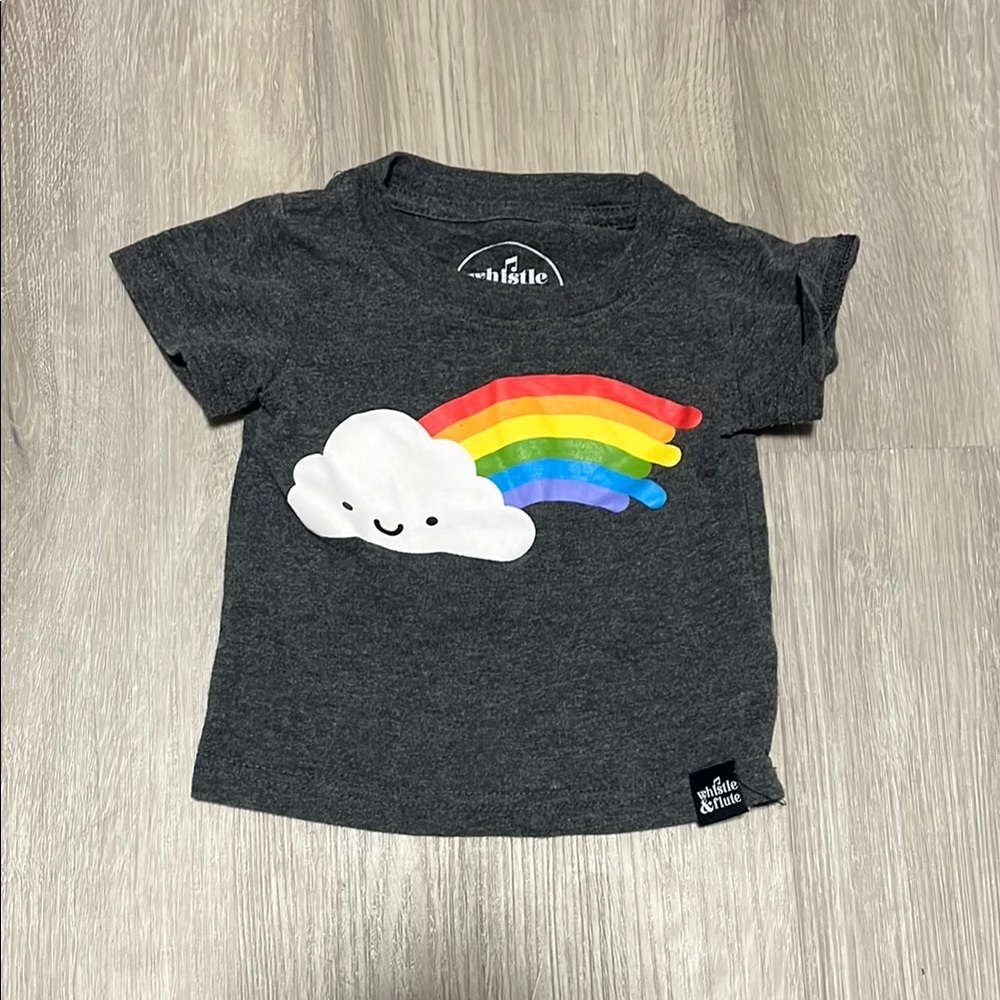 Whistle and Flute Kids Gray Rainbow Cloud T-Shirt